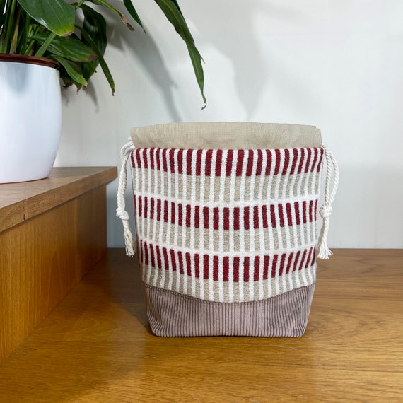 Small Drawstring Project Bag || Project Bag for Knitting || Knit on the go bag || Project Storage Bag || Travel Project Bag || Yarn Bag