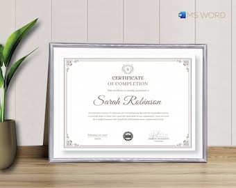 Certificaatsjabloon | Bewerkbaar in Microsoft Word | Certificaat van waardering / prestatie / voltooiing | Direct downloaden, gemakkelijk afdrukbaar