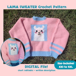 ラマセーターのかぎ針編みパターン | PDFファイル | かわいい動物のタペストリー
