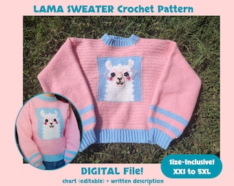 Haakpatroon Lama Trui | PDF-BESTAND | Schattig dierentapijt