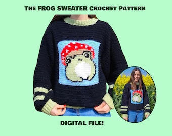 Haakpatroon FROG SWEATER (pdf) | schattige comfortabele trui met pofmouwen | wandtapijttrui