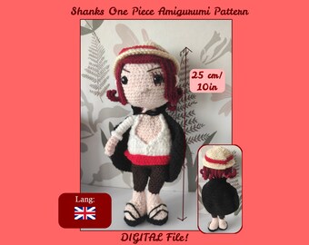 Haakpatroon voor eendelige amigurumi met shanks | Anime haak tutorial | Piraten amigurumi patroon