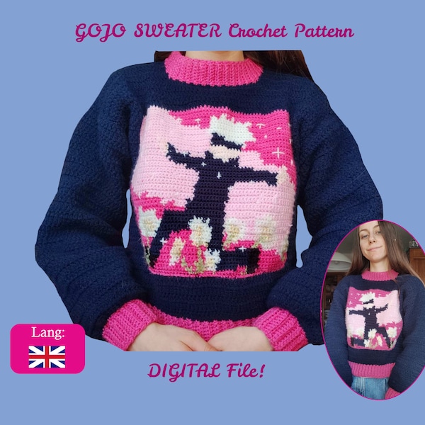 GOJO SWEATER crochet pattern | jujutsu kaisen gojo satoru running through flowers | tapestry crochet