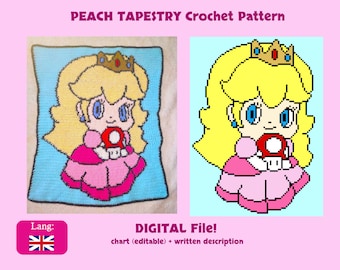 Haakpatroon Princess Peach Big Tapestry | schattig wandtapijt | Super Mario
