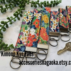 Slim/Wristlet, Japanese Kimono Pattern Fabric & Webbing Keychain Wrist Lanyard, Car Key Fob, Lanyards for Key Strap, Gift for Men and Women imagem 10