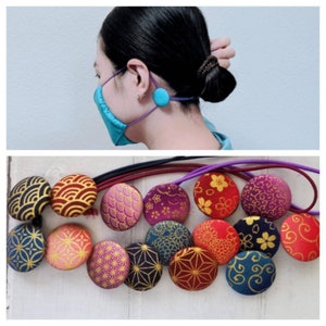 Mask Adjustment Tie, Ear savers, Japanese Traditional Pattern and Solid Color