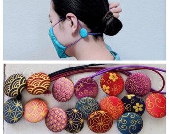 Mask Adjustment Tie, Ear savers, Japanese Traditional Pattern and Solid Color