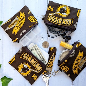 Mini bolso con cremallera, estuche para auriculares, MLB San Diego Padres, bolsa desinfectante para manos, billetera para monedas, tarjetero, bolsa de maquillaje pequeña
