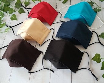 3D Cotton Face Mask: Origami Style, Filter Pocket, Adjustable Ear Loops