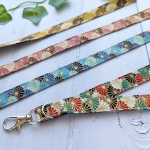Neck lanyard /Japanese Kimono Pattern Fabric Lanyard/ Key Strap ID Holder/ Teachers /Nurses /Badge Reel Lanyard/RN gift