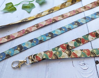 Neck lanyard /Japanese Kimono Pattern Fabric Lanyard/ Key Strap ID Holder/ Teachers /Nurses /Badge Reel Lanyard/RN gift