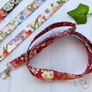 Neck lanyard /Sakura Pattern Fabric Lanyard/ Key Strap ID Holder/ Teachers /Nurses /Badge Reel Lanyard/RN gift