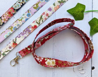 Neck lanyard /Sakura Pattern Fabric Lanyard/ Key Strap ID Holder/ Teachers /Nurses /Badge Reel Lanyard/RN gift