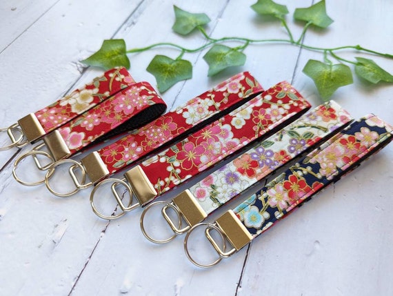 Sakura Key Fob: Japanese Kimono Fabric Wristlet, New Car Gift