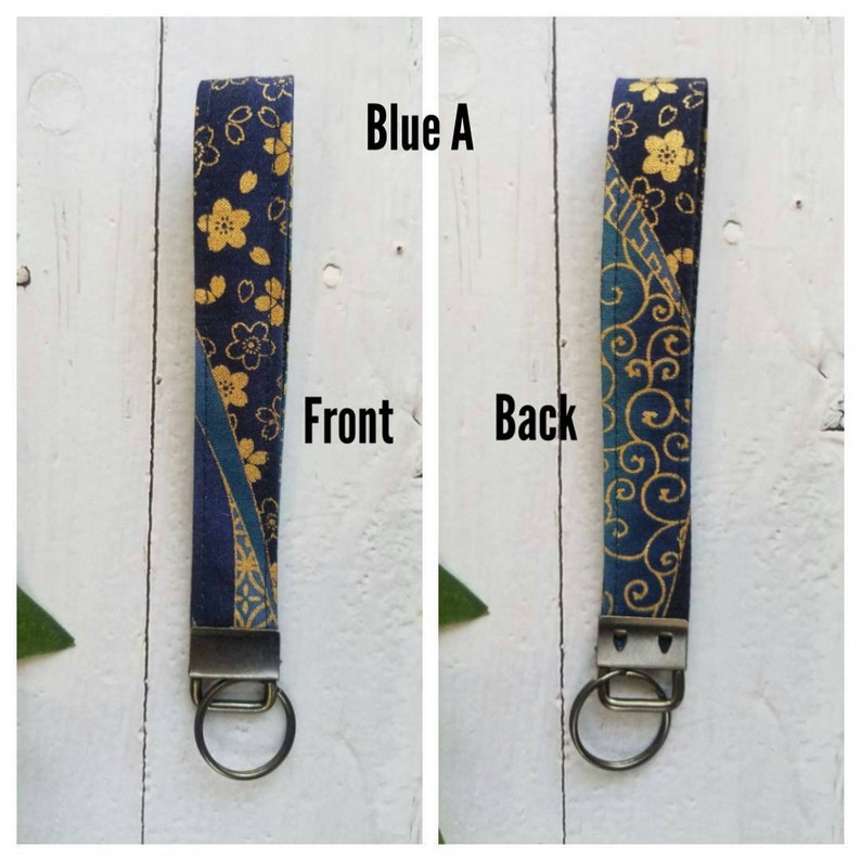 Slim/Wristlet, Japanese Kimono Pattern Fabric & Webbing Keychain Wrist Lanyard, Car Key Fob, Lanyards for Key Strap, Gift for Men and Women image 6