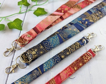 Neck lanyard /Sakura Pattern Fabric Lanyard/ Key Strap ID Holder/ Teachers /Nurses /Badge Reel Lanyard/RN gift