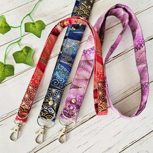 Neck lanyard /Sakura Pattern Fabric Lanyard/ Key Strap ID Holder/ Teachers /Nurses /Badge Reel Lanyard/RN gift