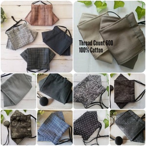 3D Origami Face Mask: Cotton Chiffon, Nose Wire, Filter Pocket