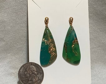 Polymer clay and resin “aquamarine dreams” earrings with 18K gold plated ear posts.