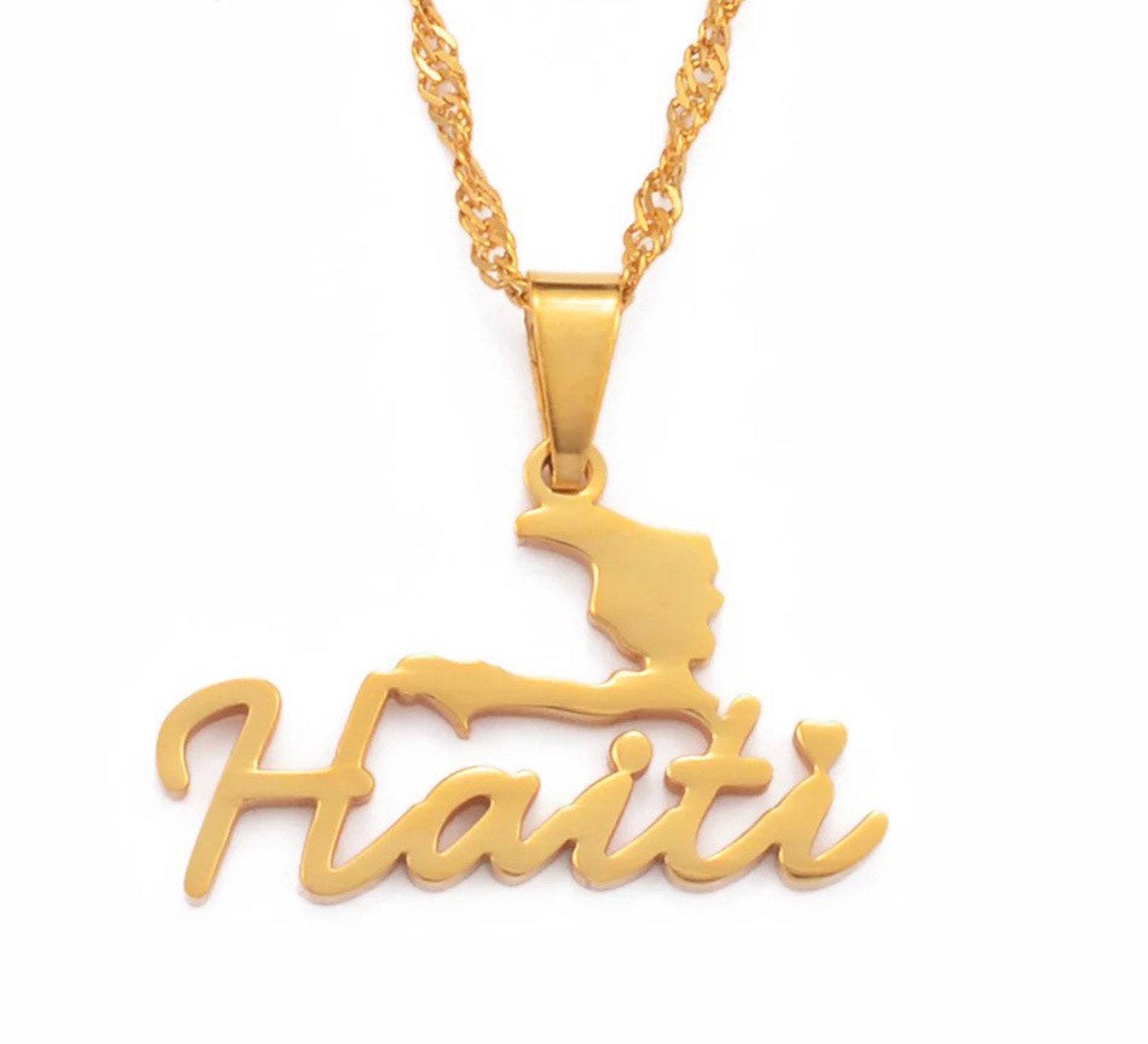 Haiti Necklace Haiti Map Flag Necklace Pendants Ayiti Gold Etsy