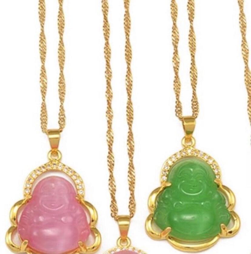 Small Jade Buddha Necklace 18k Gold Plated Buddha Necklace Etsy