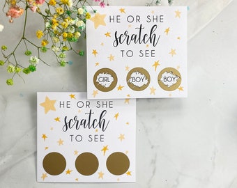 Star Gender Reveal Scratch Card: Boy or Girl Pregnancy Announcement