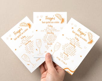 Hen Do Party Itinerary: Bachelorette, Girls Weekend, Hen Goody Bag, Last Spritz as a miss