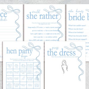 Hen do Party Games Bundle, Tie the Knot, Bridal Bingo, Advice, Guess the Dress, Would She Rather 画像 2