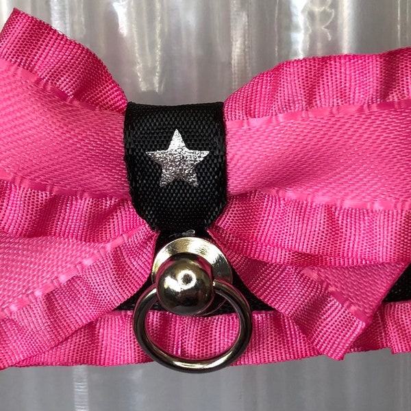 Pink & Black Ruffle Ribbon Collar