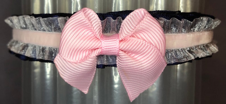 NavyPink Ruffle Ribbon Collar