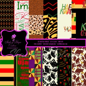 African Digital Paper, African Background Paper, African Scrapbook Paper, Kwanzaa Pattern textures, Commercial Use, 12, 12x12