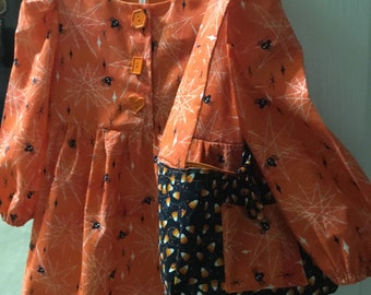 Girls handmade Halloween dress with matching purse
