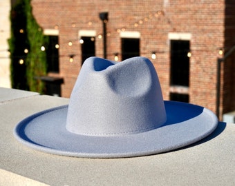 Gray Fedora, Fedora, Men's Fedora, Womens Fedora, Flat Brim Hat, Wide Brim Hat, Summer Hats, Beach Hats, Sun Hats, Stylish Hats