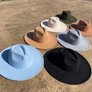 Womens Fedora, Mens Wide Brim, Trilby Hats, Large Headwear, Felt, Panama, Medium, Rancher, Handmade, XL, Flat Brim, Girls Hats, Guys Fedora