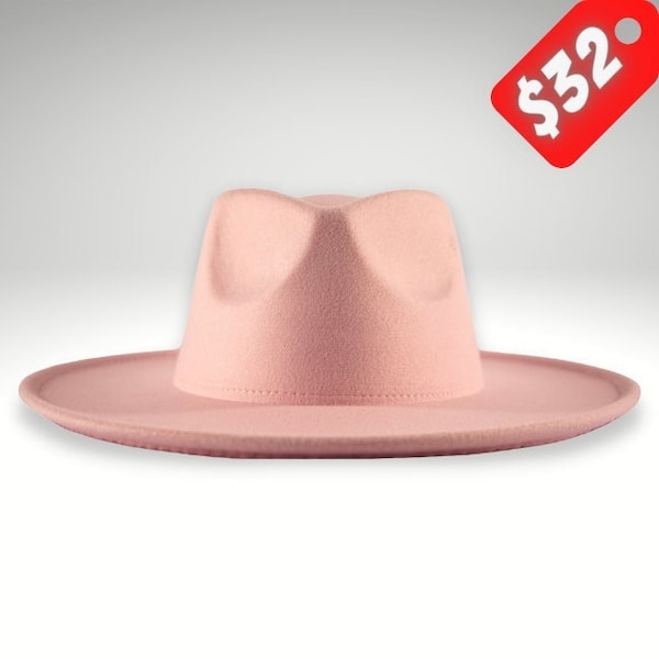 Pink Fedora, Ranch Hat, Rose Fedora, Handmade Fedora, Womens Hats, Derby Hat, Boho Hat, Summer Hat, Beach Hat, Sun Hat, Fall Hat, Felt Hat