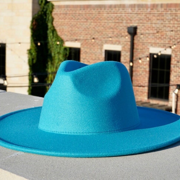 Teal Fedora, Fedora, Mens Fedora, Womens Fedora, Flat Brim Hat, Wide Brim Hat, Summer Hats, Beach Hats, Sun Hats, Stylish Hats, Derby Hat