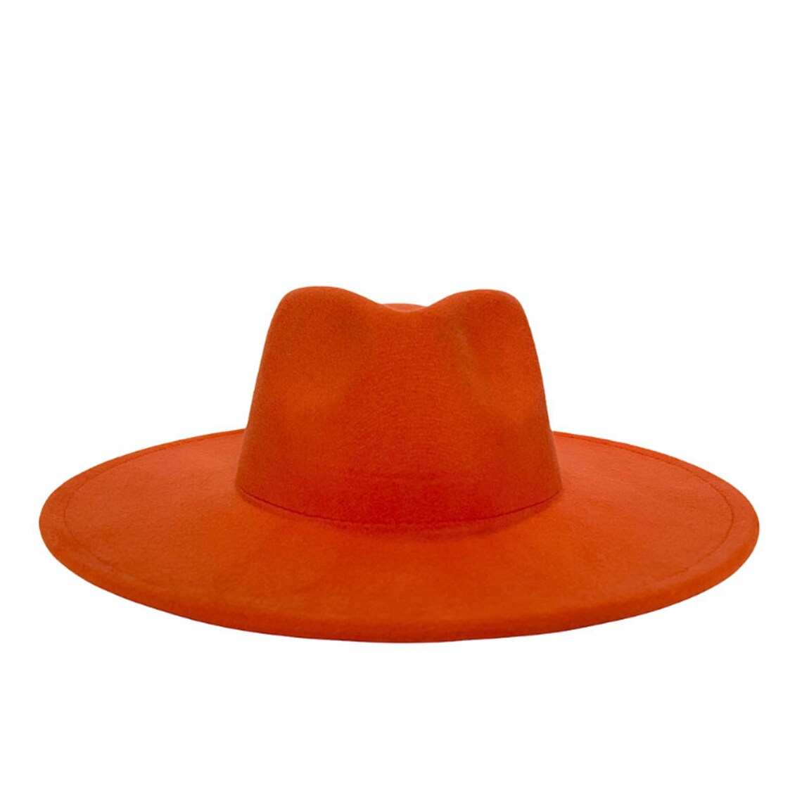 Orange Fedora Wide Brim Hat Womens Sun Hats Mens Felt | Etsy