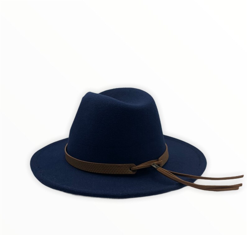 Navy Blue Fedora Womens Fedora Mens Fedora Wide Brim Hat Etsy
