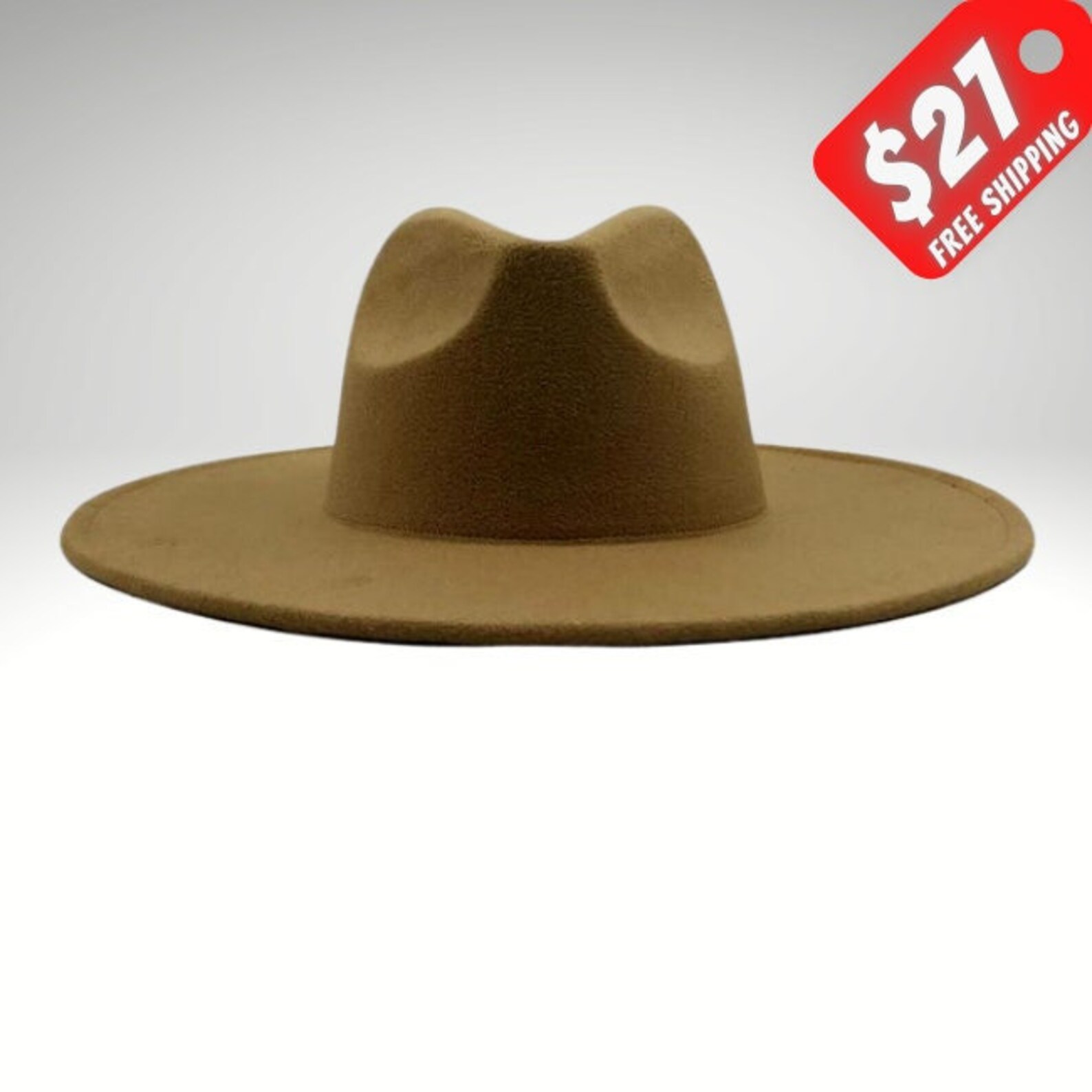 Tan Fedora Womens Fedora Mens Fedora Unisex Fedora Wide Etsy