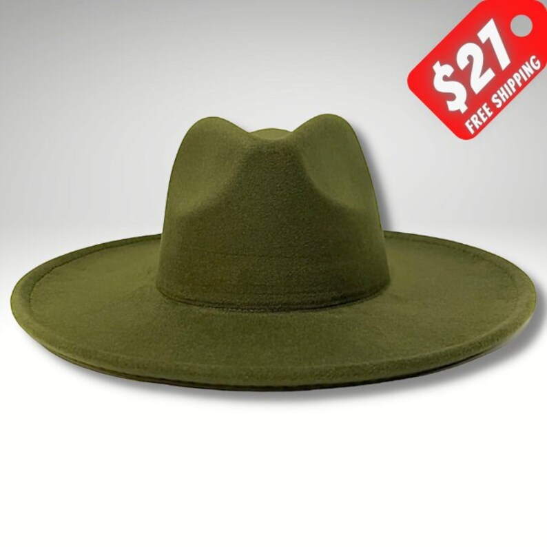 Olive Green Fedora Womens Fedora Mens Fedora Green Color Etsy
