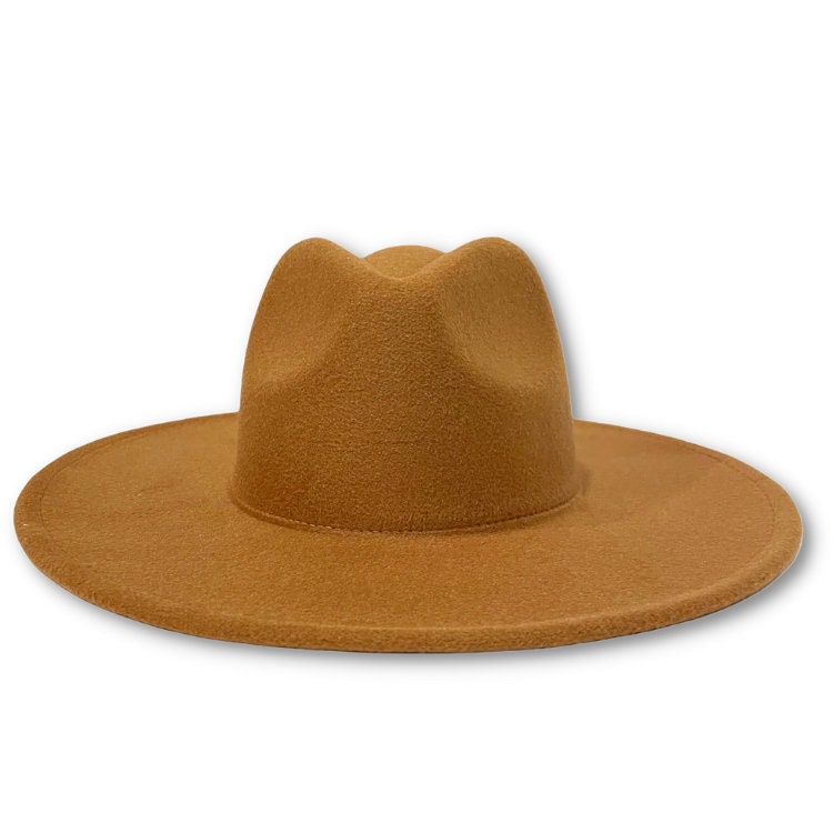 Tan Fedora Womens Fedora Mens Fedora Unisex Fedora Wide Etsy