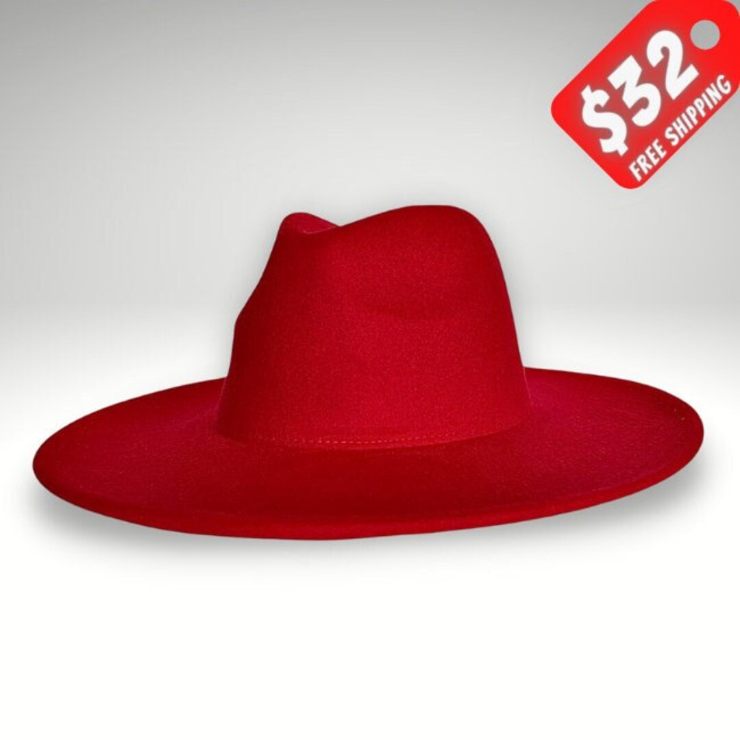 Red Fedora, Womens Fedora, Mens Fedora, Red Color, Wide Brim Hat