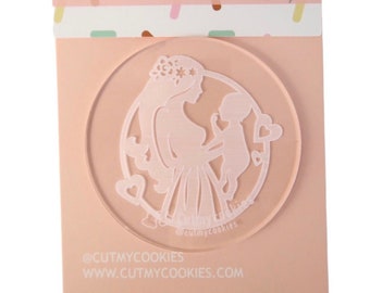 Mommy with Baby - Debosser - Cookie Stamp - Fondant Stamp - Clay Stamp - Dough Stamp