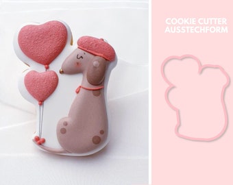 2085 Dachshund Charlie sitting with Ballons - Cookie Cutter  - Fondant Cutter - Clay Cutter - Dough Cutter