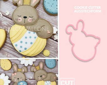 318 Sleeping Bunny on a Easter Egg - Easter Cookie Cutter - Cookie Cutter  - Fondant Cutter - Clay Cutter - Dough Cutter