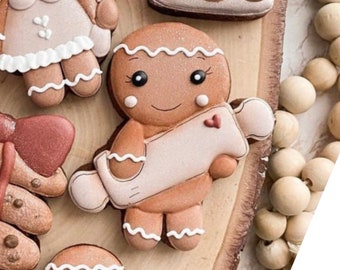 2037 Gingerbread with Rolling pin - Christmas Cookie Cutter - Fondant Cutter - Clay Cutter - Dough Cutter