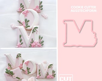 2414 Letter M with Flowers - Cookie Cutter - Clay Cutter - Craft - Mothersday Cutter