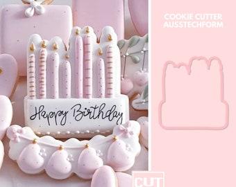 2097 Plaque „Birthday - Candles“ - Cookie Cutter  - Fondant Cutter - Clay Cutter - Dough Cutter