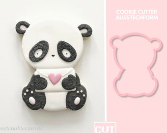 291 Panda with Love Letter - Cookie Cutter  - Fondant Cutter - Clay Cutter - Dough Cutter