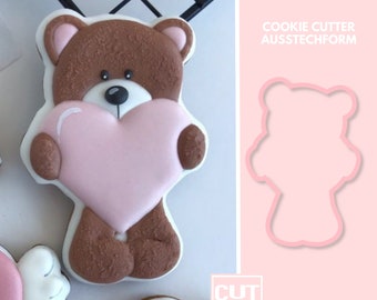 2069 Bear Valentine with heart - Cookie Cutter  - Fondant Cutter - Clay Cutter - Dough Cutter